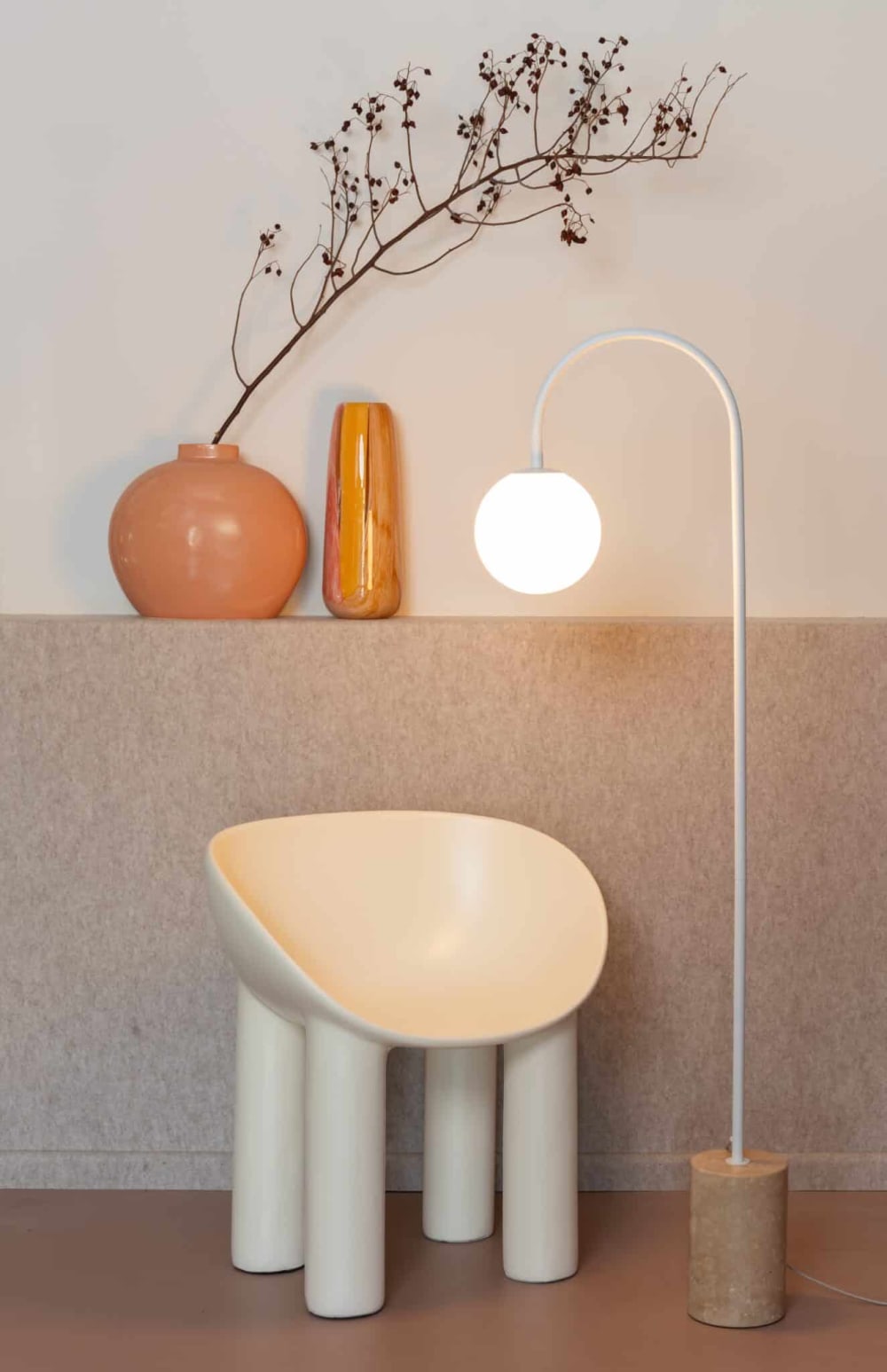 Lampadaire travertin blanc 20x42x163cm — vue 4