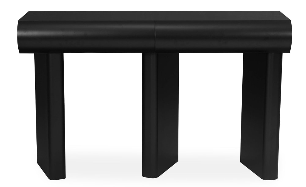 Console design 2 tiroirs l120cm avec pieds obliques noir