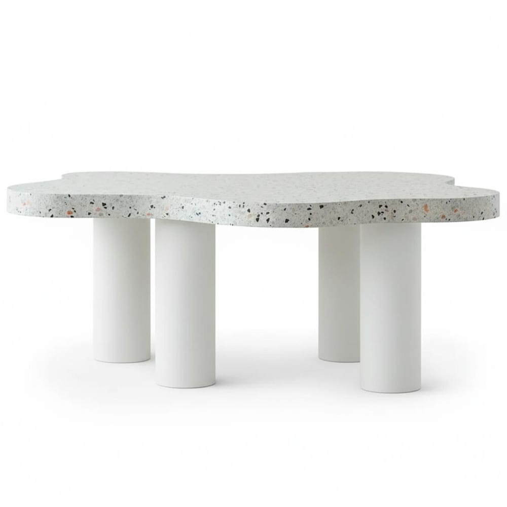 Table basse forme nuage 69x100cm effet terrazzo