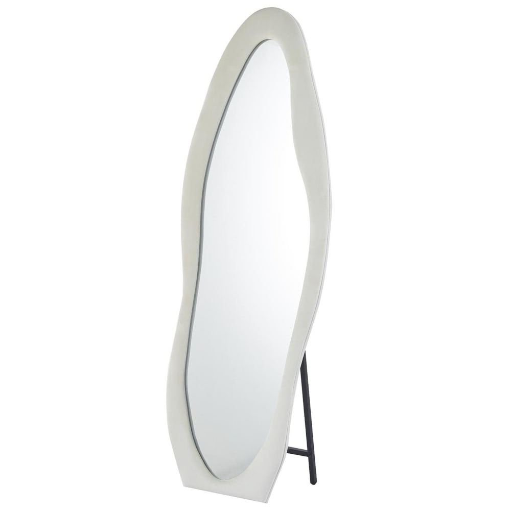Miroir en pied décoratif design ondulé 70x170cm velours crème