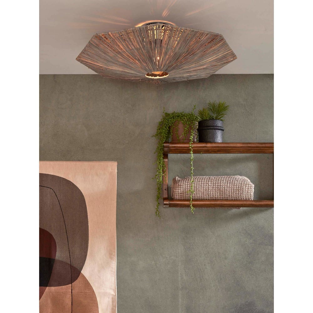 Plafonnier raffia gris foncé 65x65x7cm — vue 3