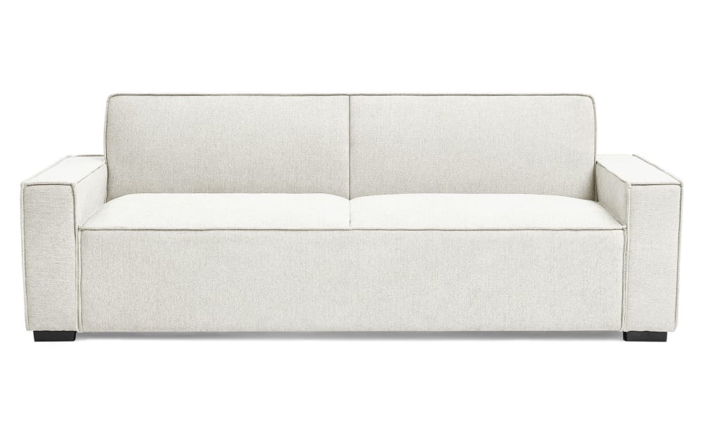 Canapé convertible clic-clac 3 places tissu effet lin crème