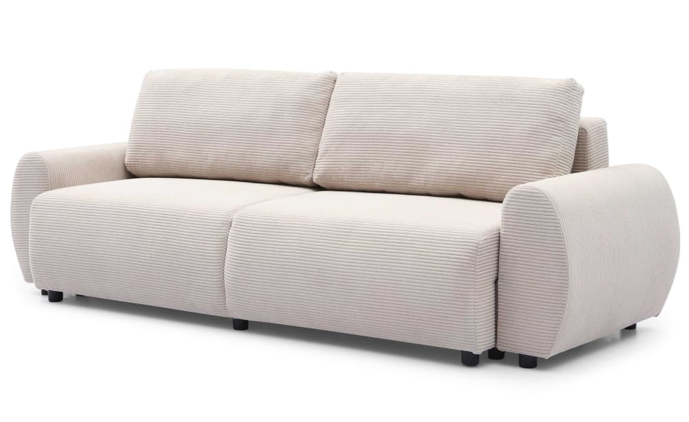 Canapé convertible 3 places velours côtelé beige