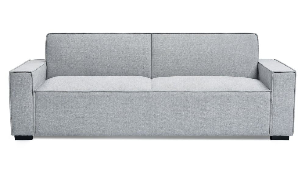 Canapé convertible clic-clac 3 places tissu effet lin gris clair