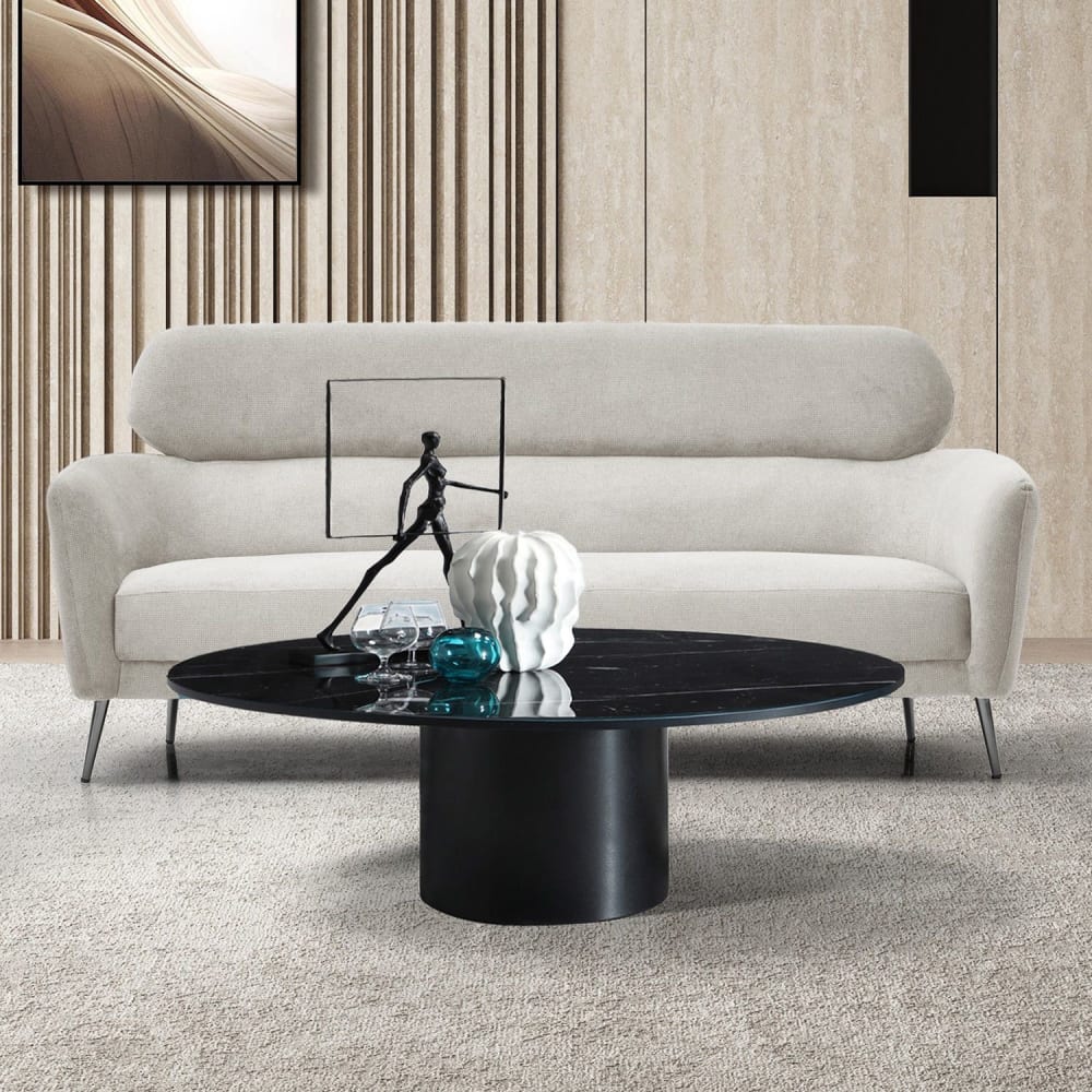 Canapé 3 places moderne avec haut dossier tissu doux beige