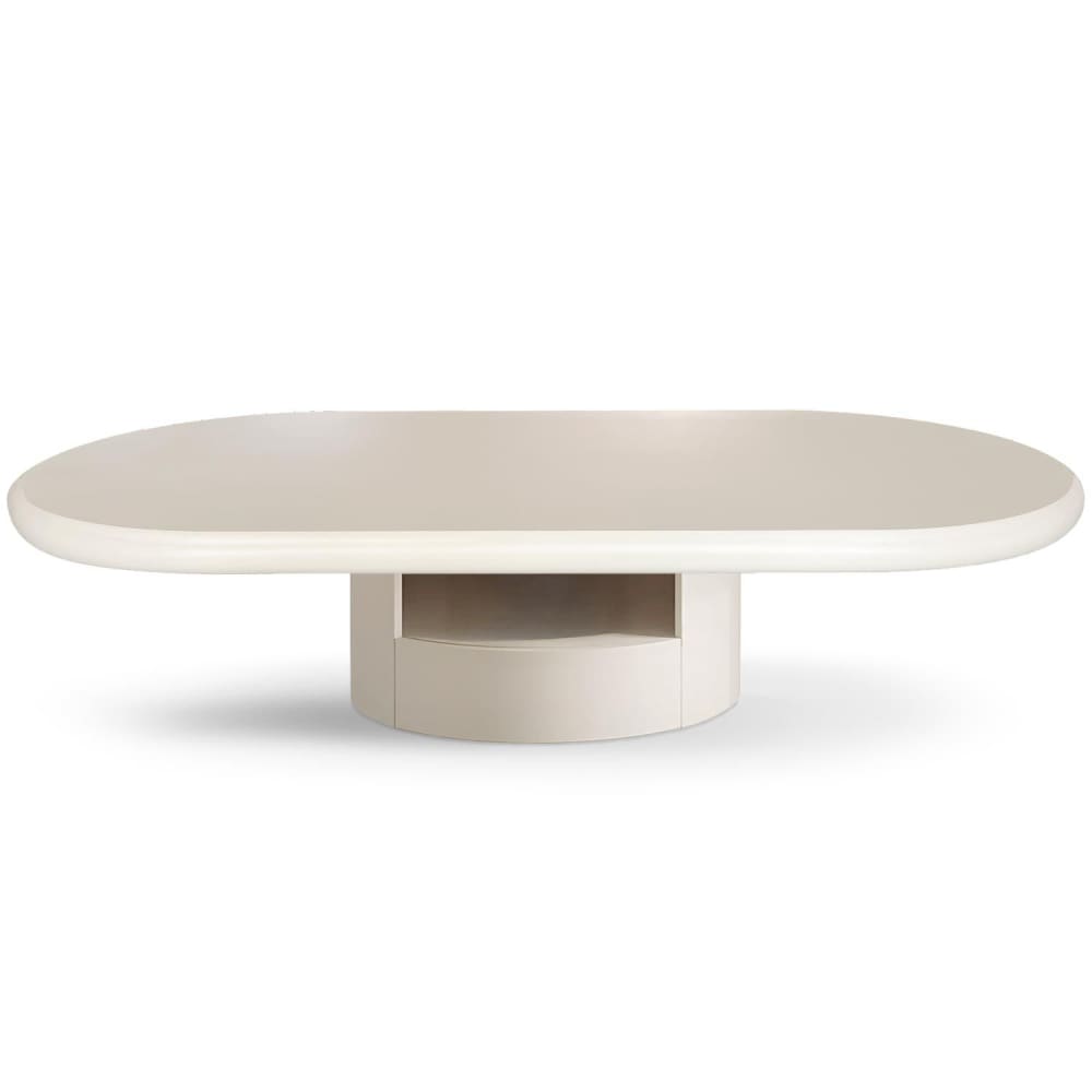 Table basse ovale avec tiroirs 60x120cm crème