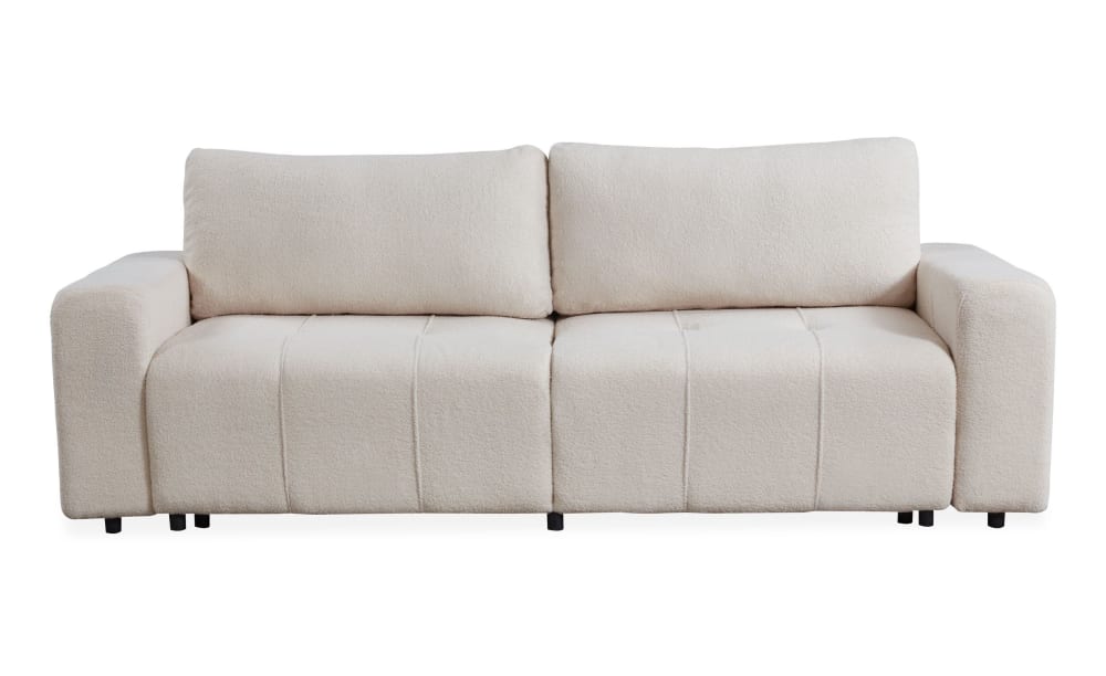 Canapé convertible 3 places tissu bouclette crème
