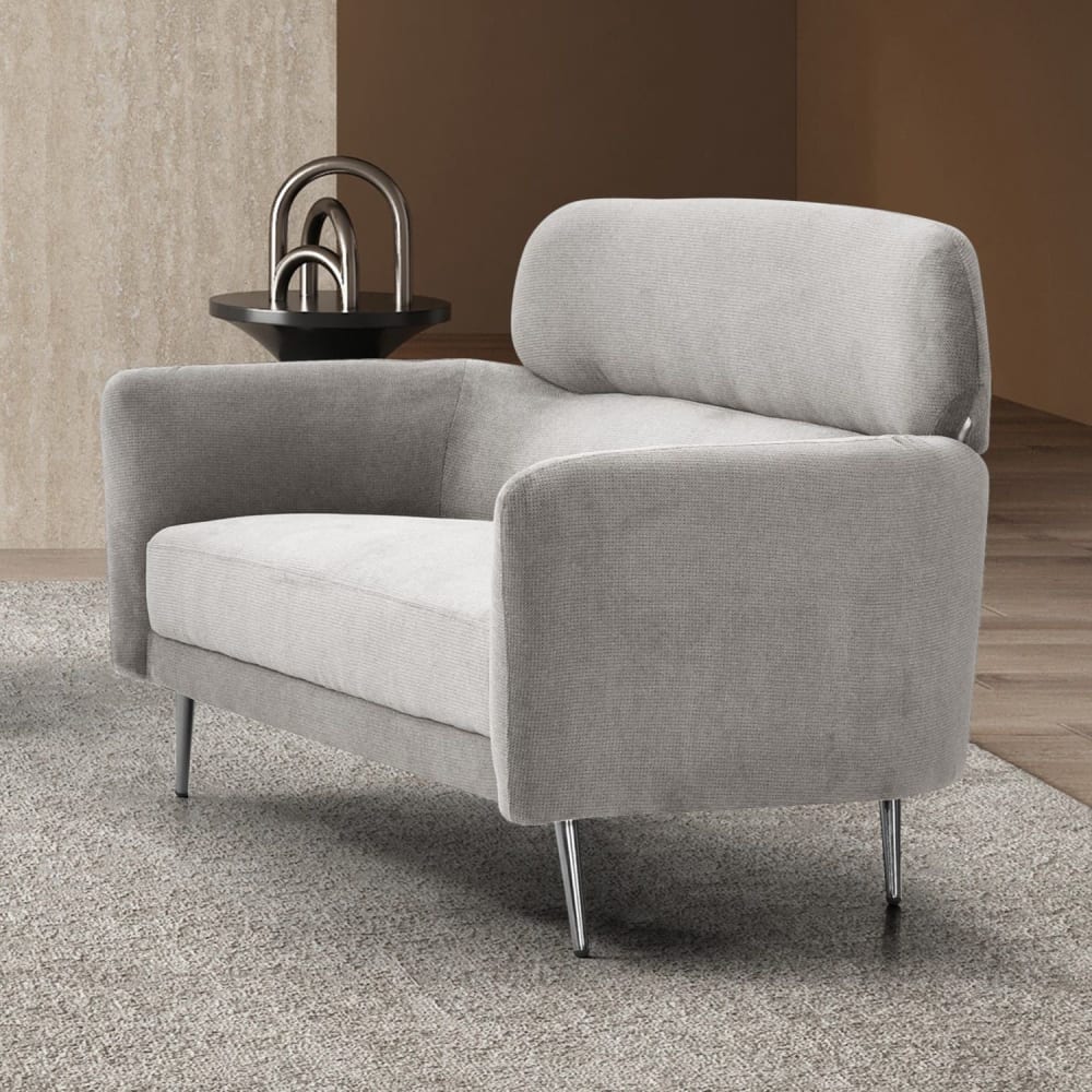 Canapé 2 places moderne avec haut dossier tissu doux gris
