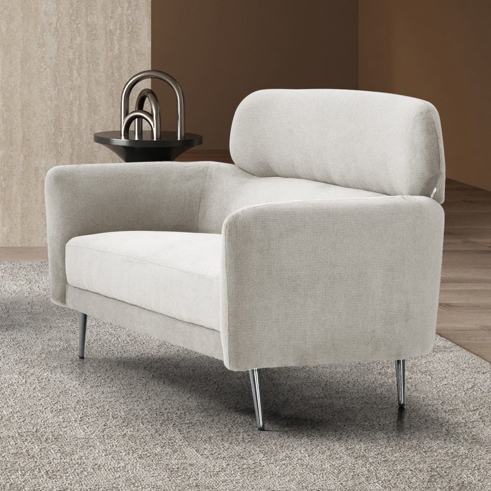Canapé 2 places moderne avec haut dossier tissu doux beige