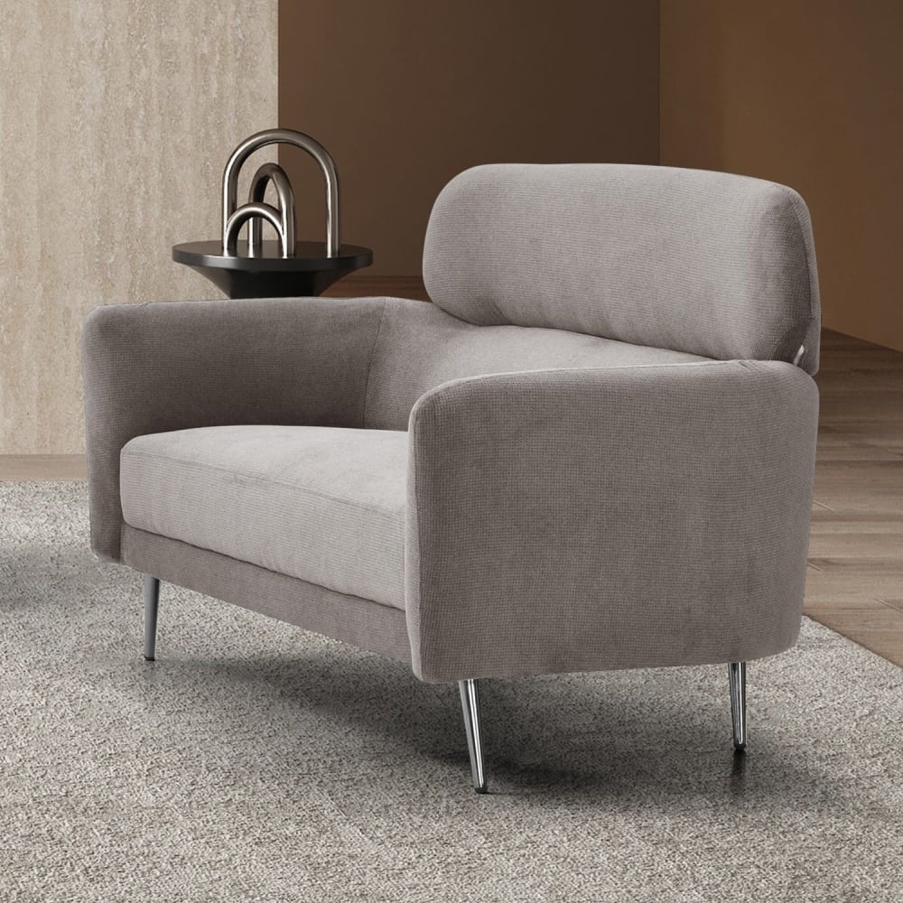 Canapé 2 places moderne avec haut dossier tissu doux gris taupe