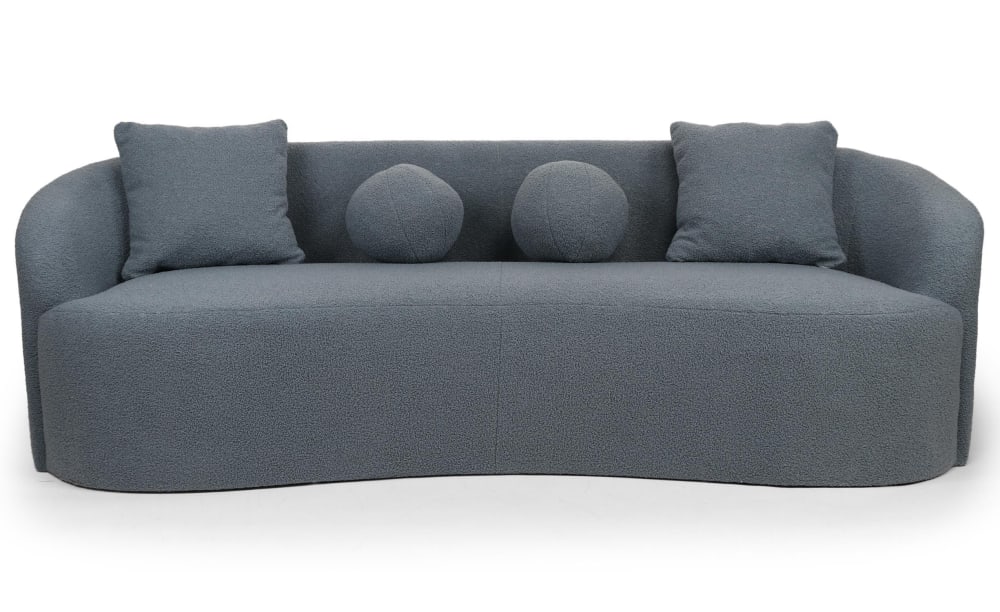 Canapé 4 places au design élégant et incurvé xl tissu bouclette gris