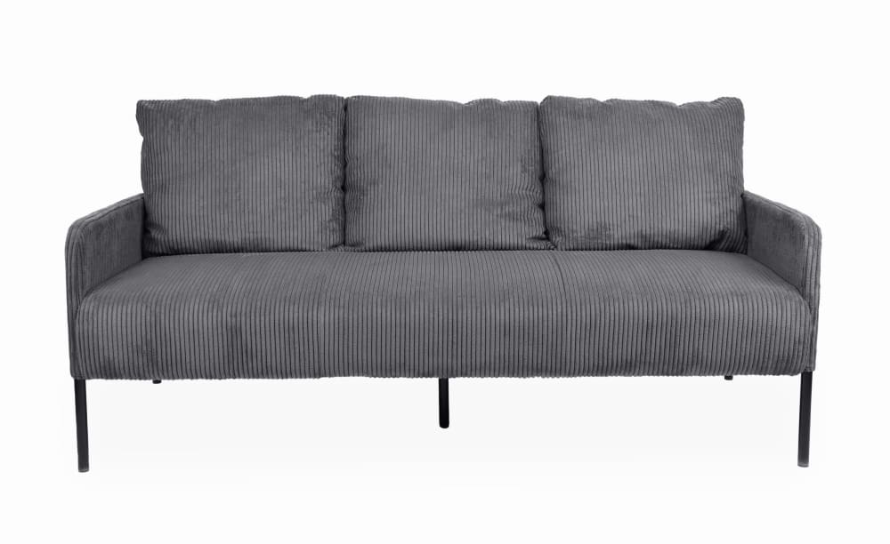 Canapé 3 places moderne et élégant manuelo velours côtelé gris foncé
