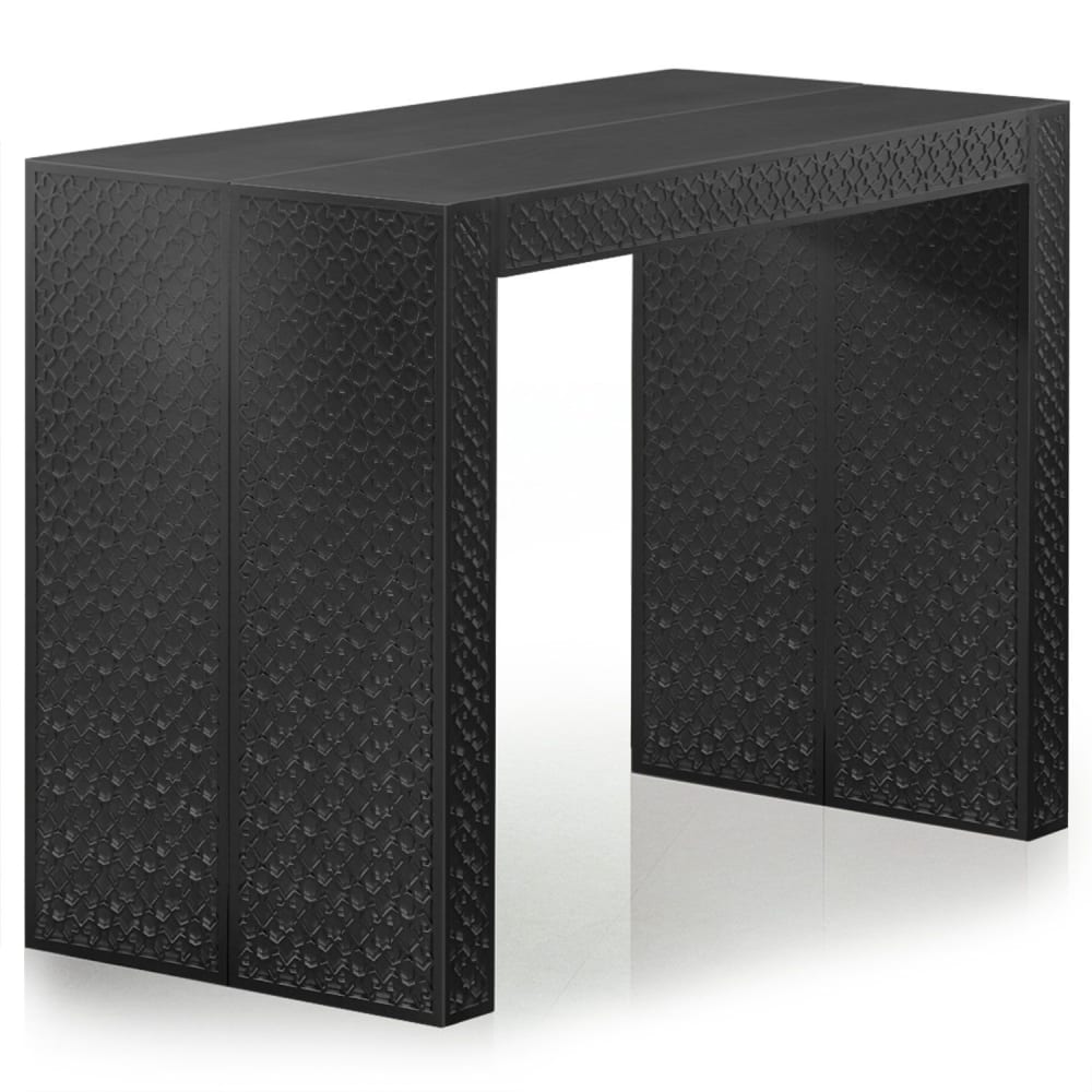 Table console extensible 200cm moulures orientales morocco noir mat