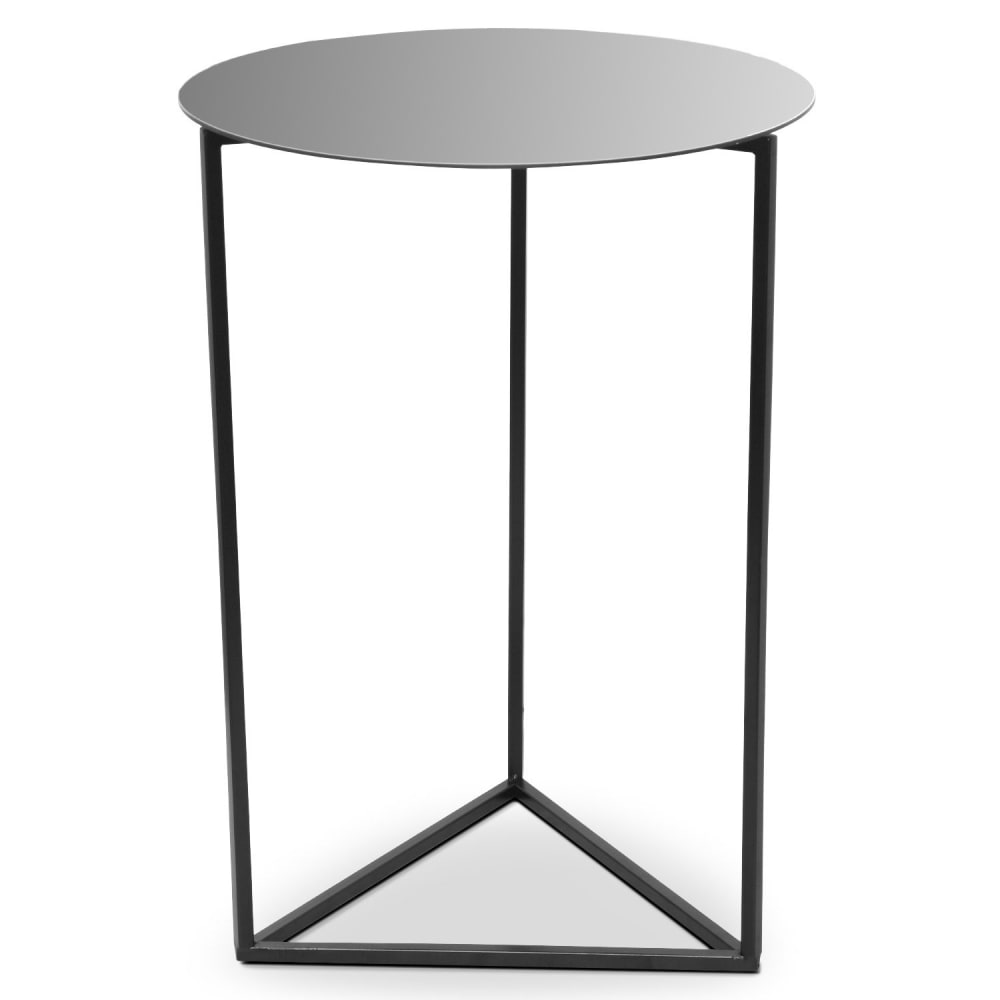 Table d'appoint miroir et métal noir