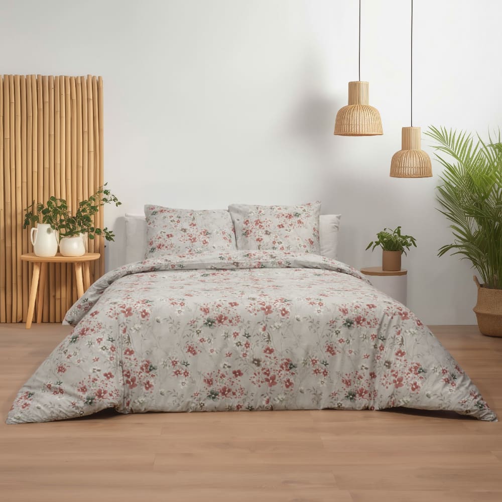 Parure de couette 100% coton imprimée 240x220+2 taies 65x65 cm