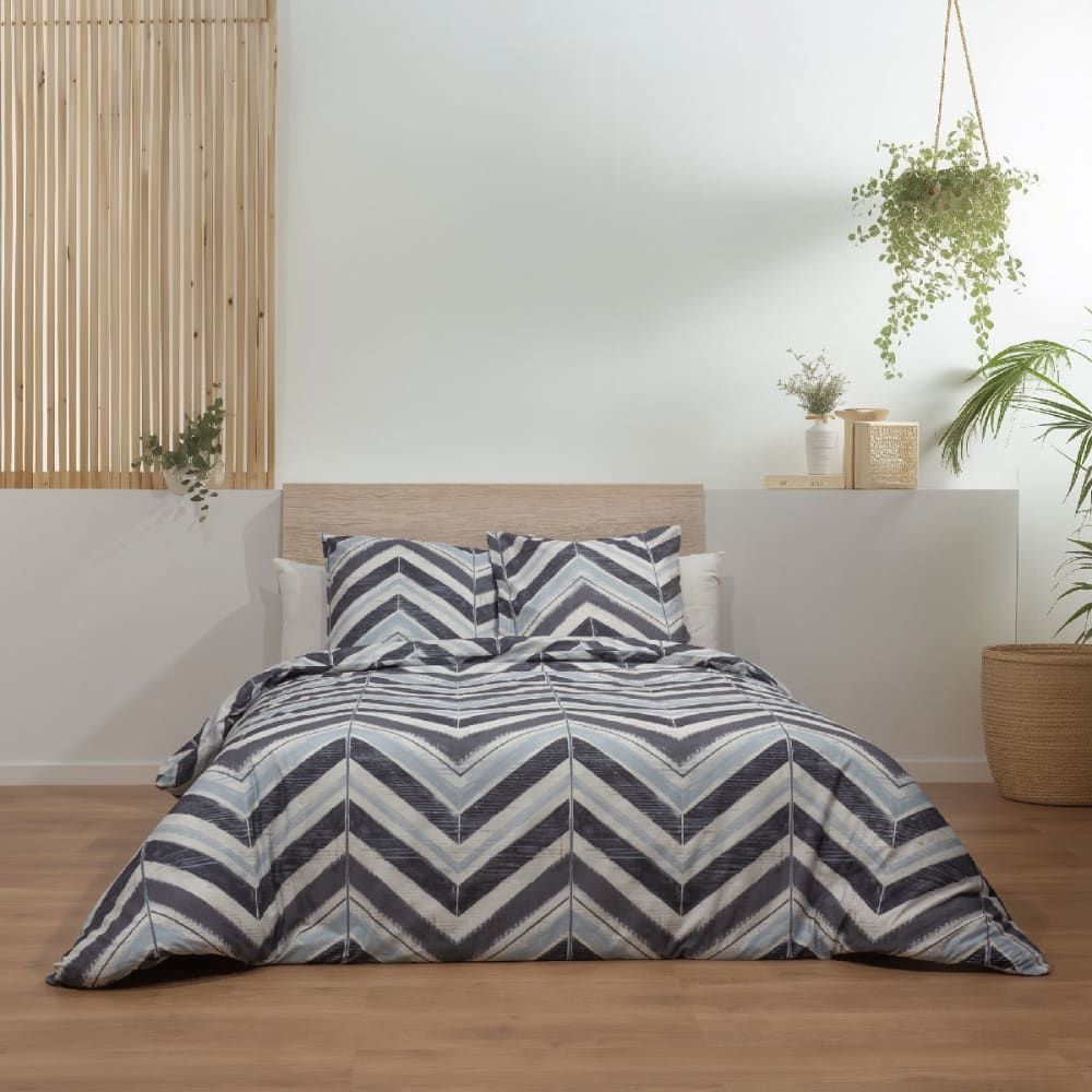 Parure de couette 100% coton imprimée 240x220+2 taies 65x65 cm