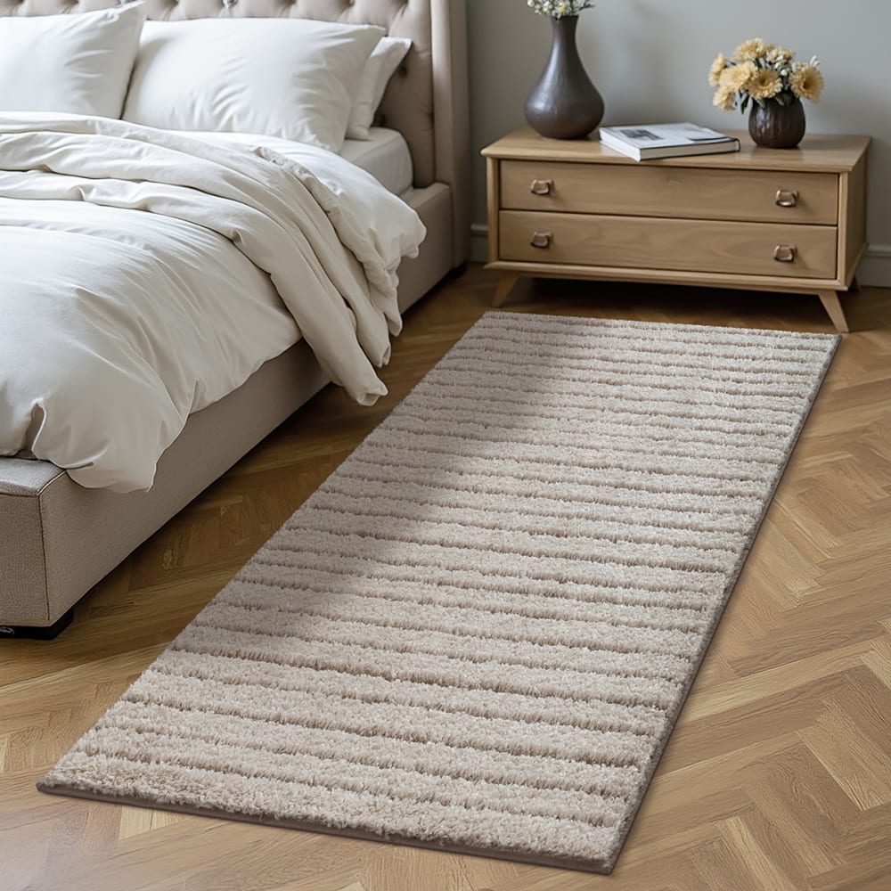 Tapis Bahar Shaggy poils longs salon moderne, Beige, 80 x 150 cm — vue 3