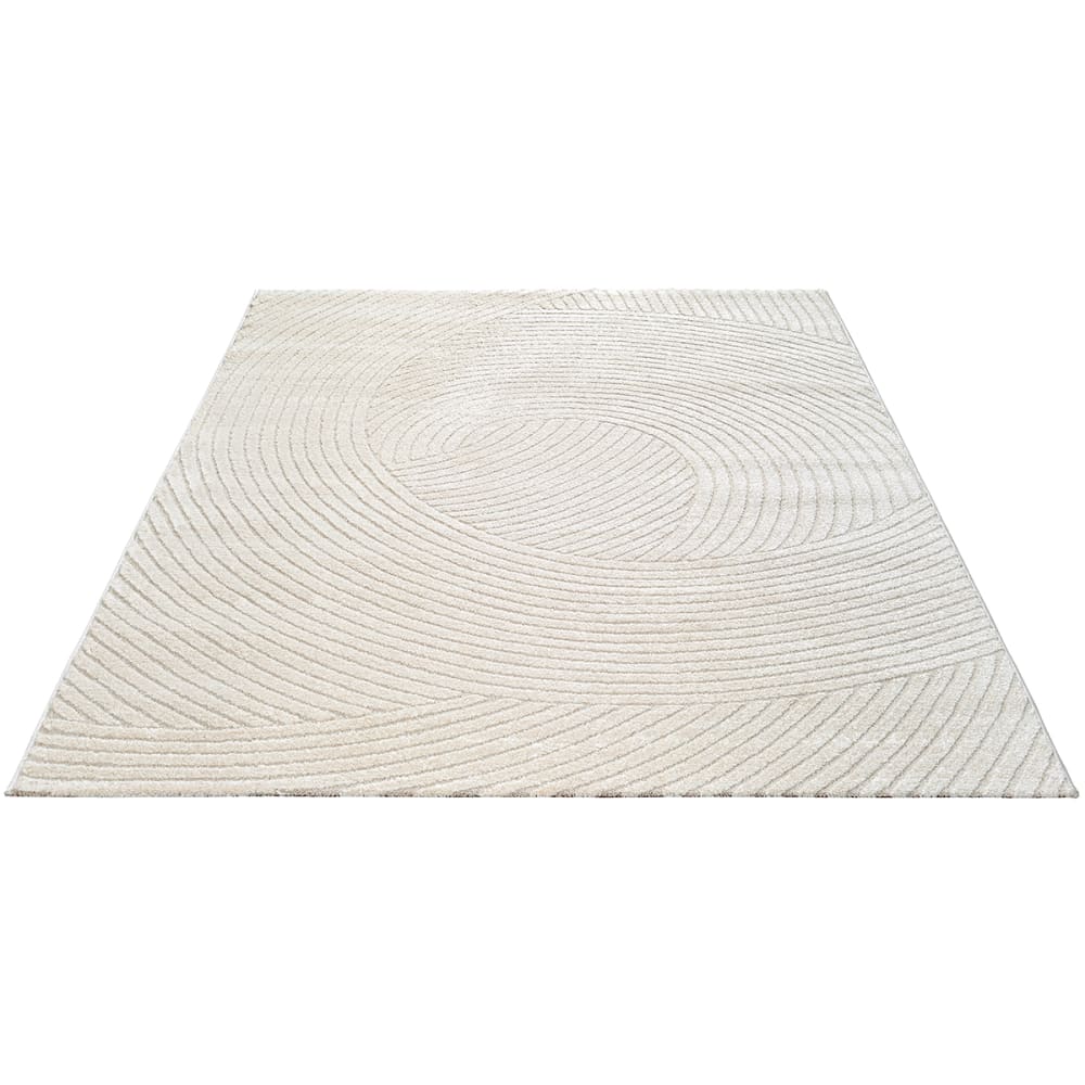 Tapis moderne motif cercle, Crème, 200 x 290 cm — vue 4