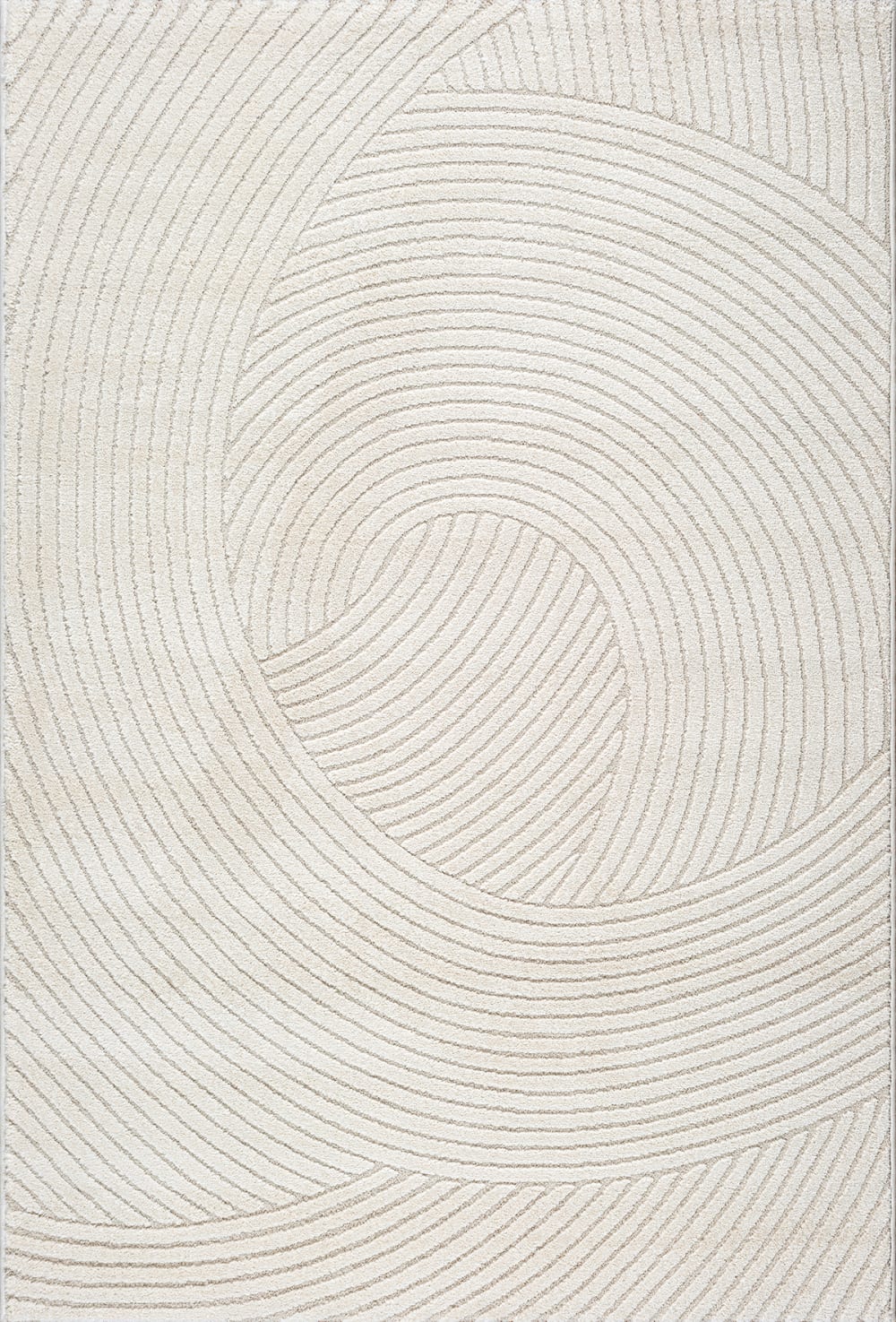 Tapis moderne motif cercle, Crème, 140 x 200 cm