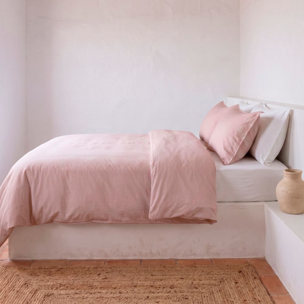 Bettbezug-Set aus 100% Baumwolle, 2-Teilig 150x220cm Rosa -