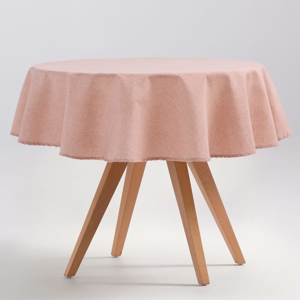 Nappe ronde uni en coton anti-taches saumon 135x135 cm