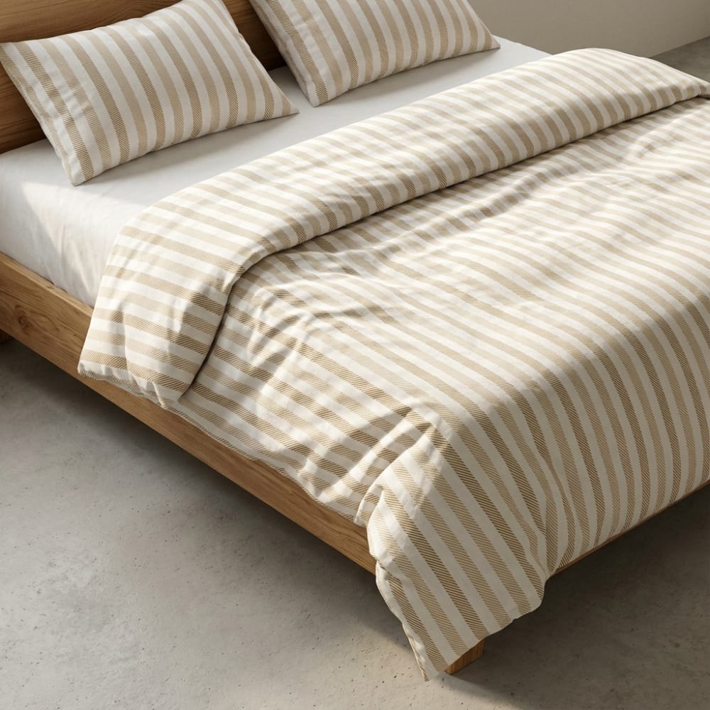 Bettbezug-Set aus 100% Baumwolle, Taupe 220x220 cm + 2(45x75) cm
