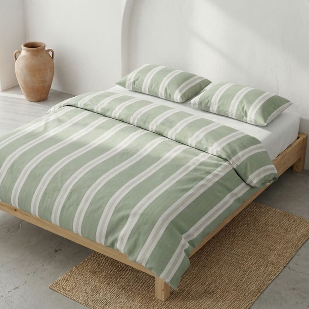 Housse de couette 100% coton vert 150x220 cm + 45x110 cm