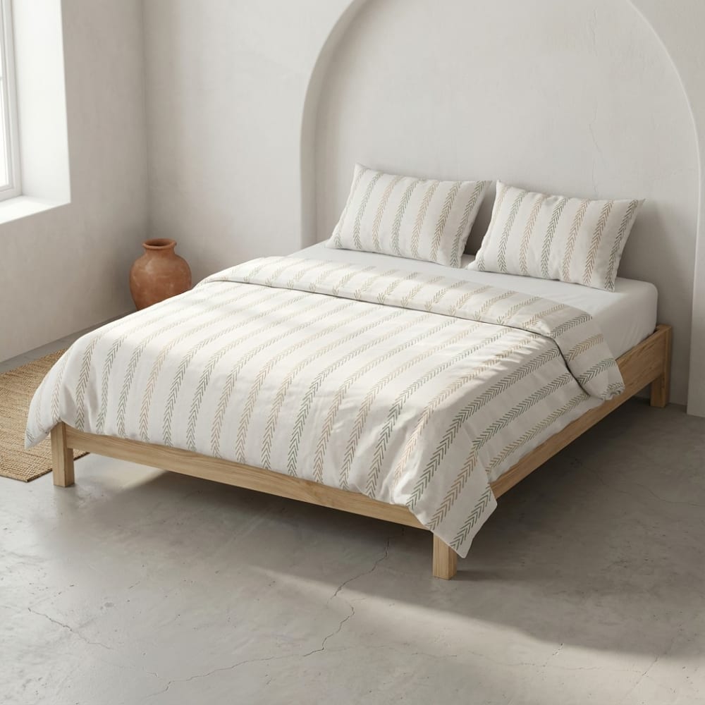 Housse de couette 100% coton vert d'eau 260x240 cm + 2(50x90) cm