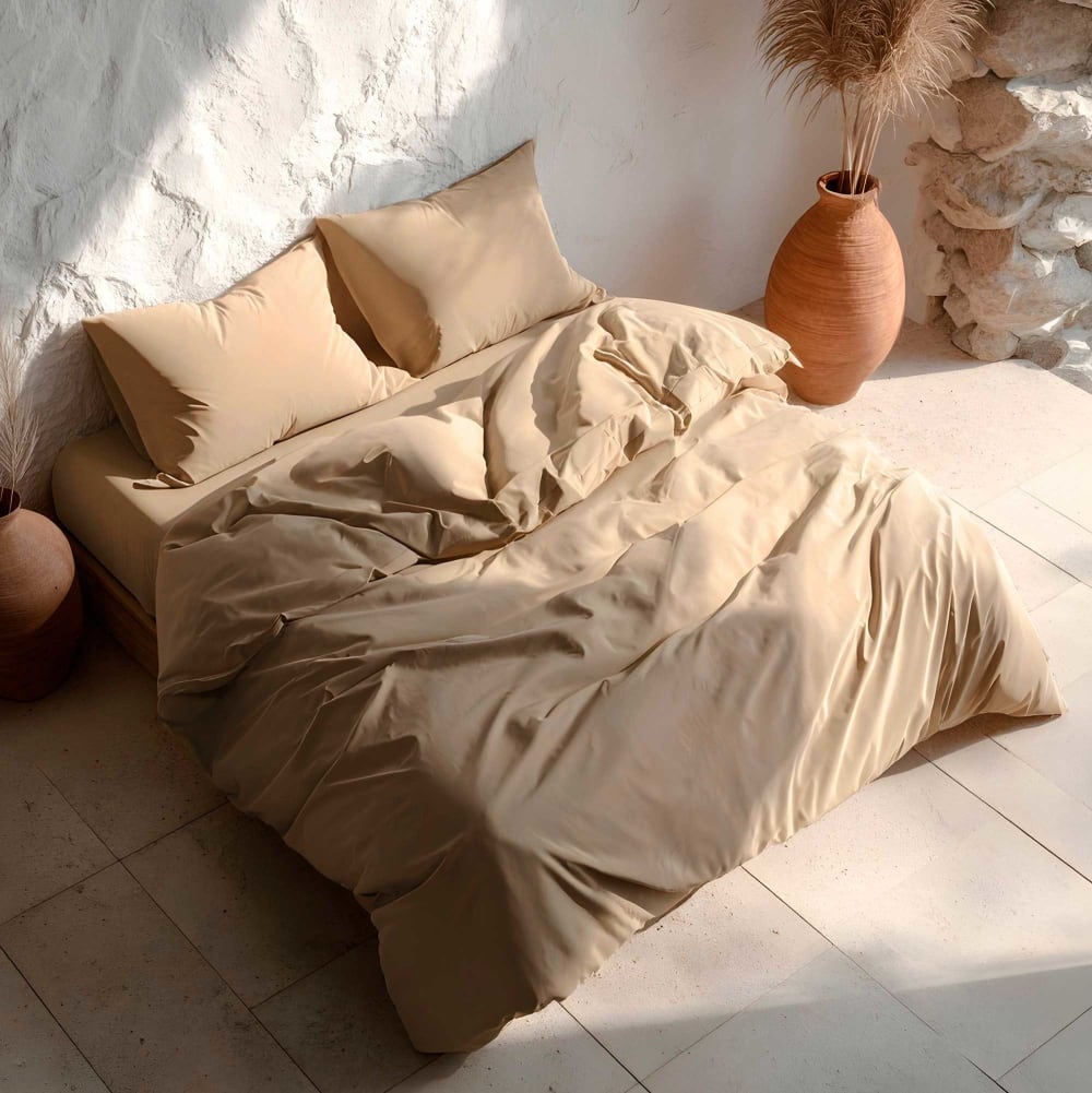 Bettbezug-Set aus 100% Baumwolle, 3-Teilig 260x240cm Linen -