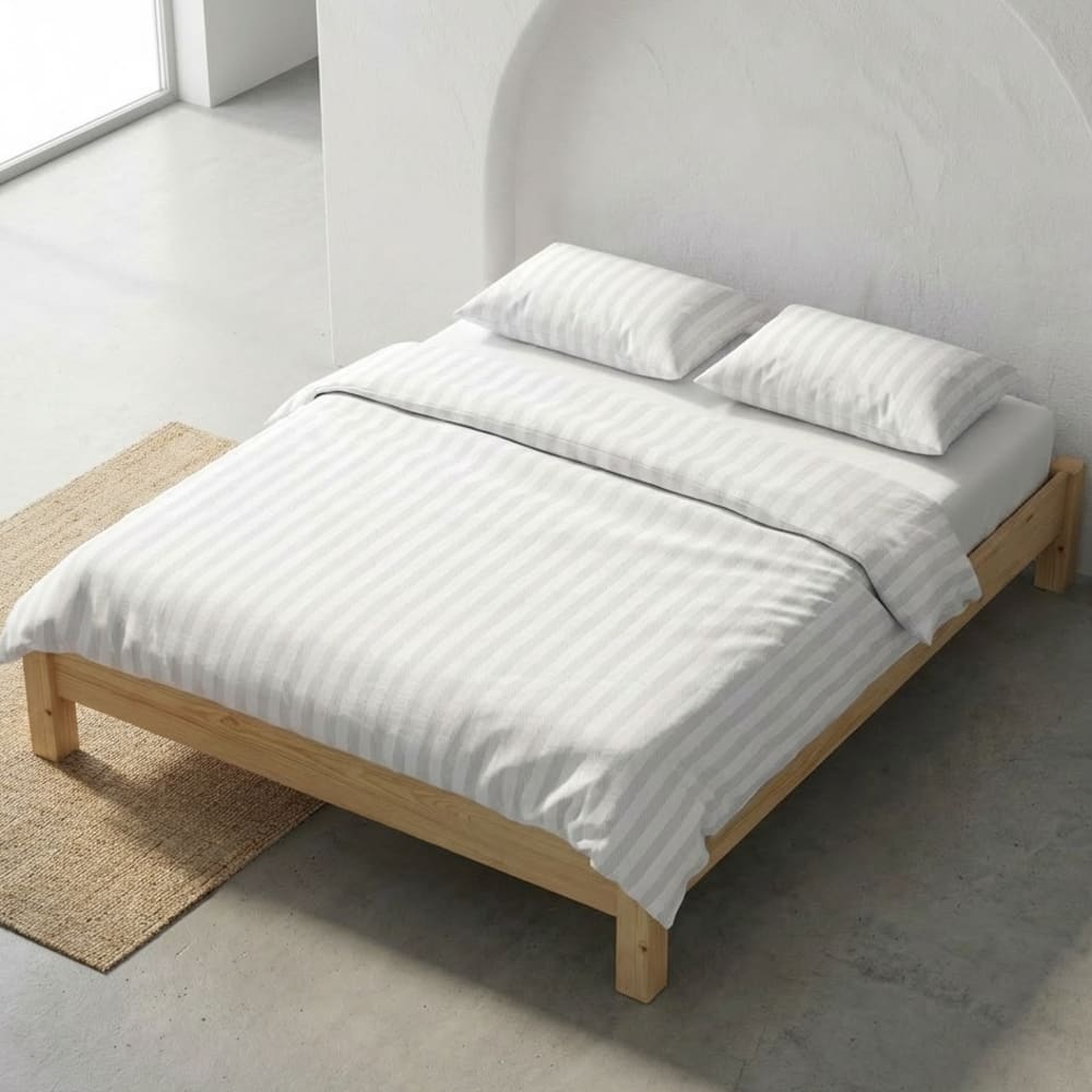 Housse de couette 100% coton gris 220x220 cm + 2(45x75) cm