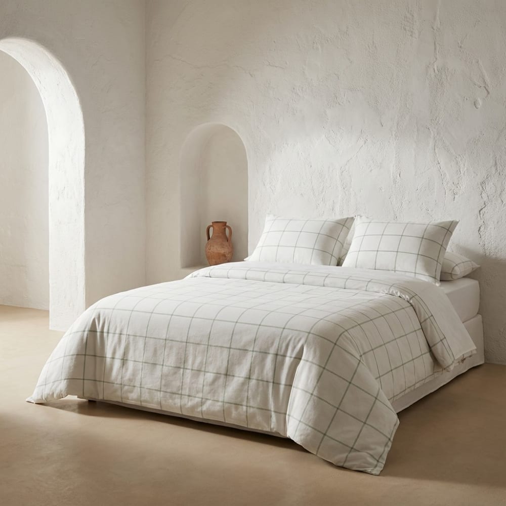 Bettbezug-Set aus 100% Baumwolle, Hellblau 180x220 cm + 45x125 cm