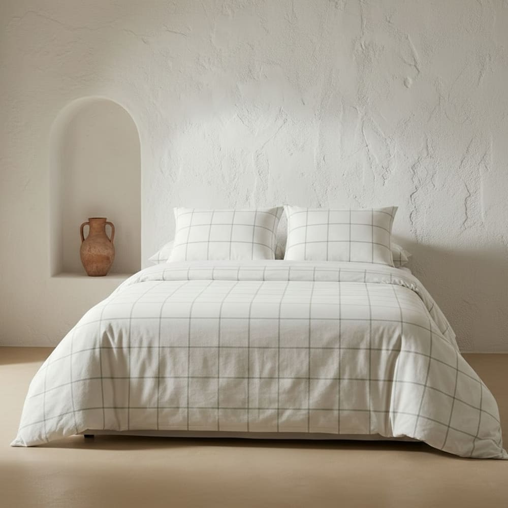 Housse de couette 100% coton vert d'eau 150x220 cm + 45x110 cm