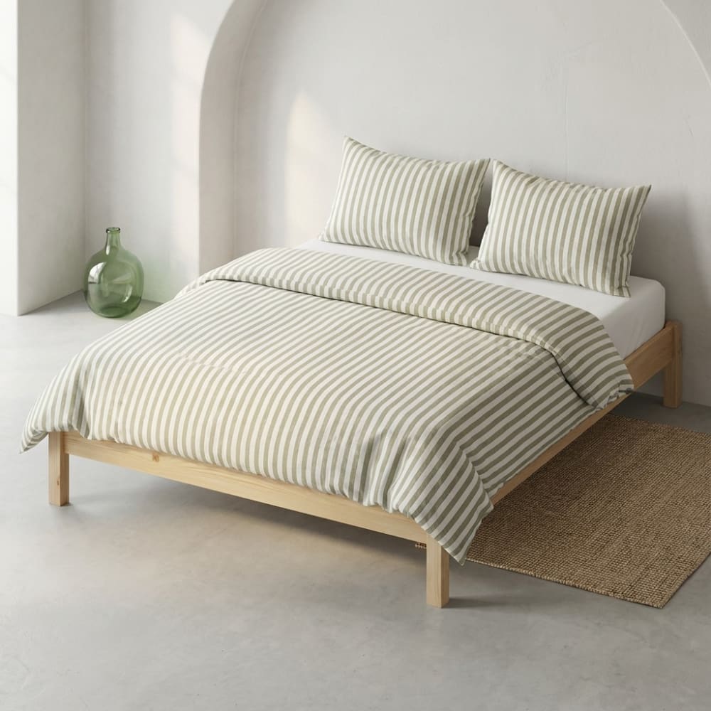 Housse de couette 100% coton vert 220x220 cm + 2(45x75) cm