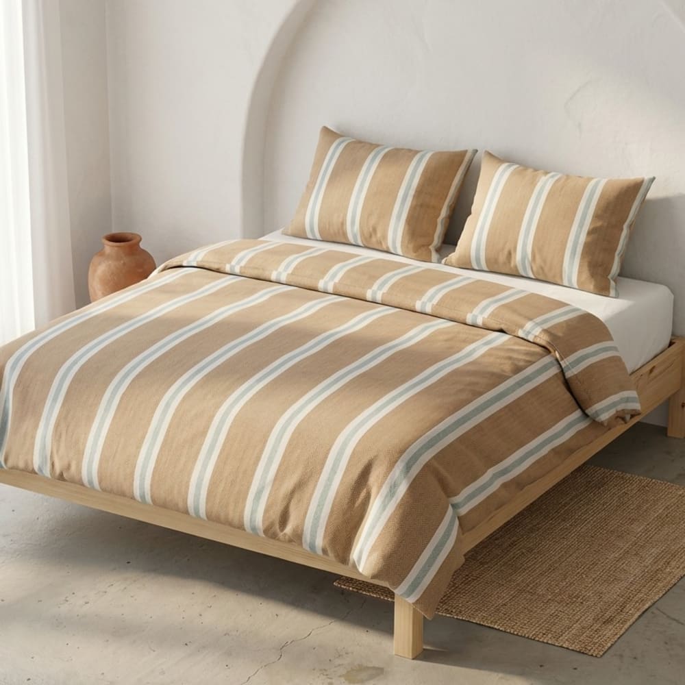 Housse de couette 100% coton taupe 240x220 cm + 2(50x85) cm