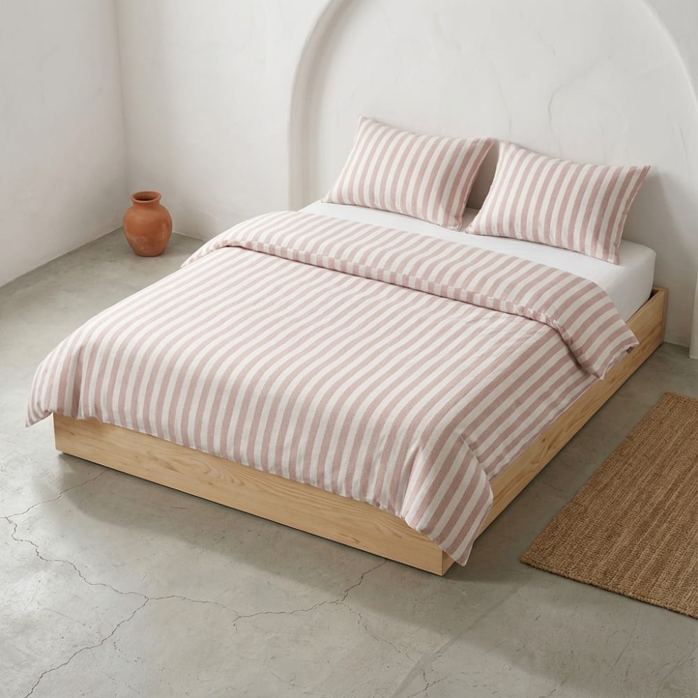 Housse de couette 100% coton rose 220x220 cm + 2(45x75) cm
