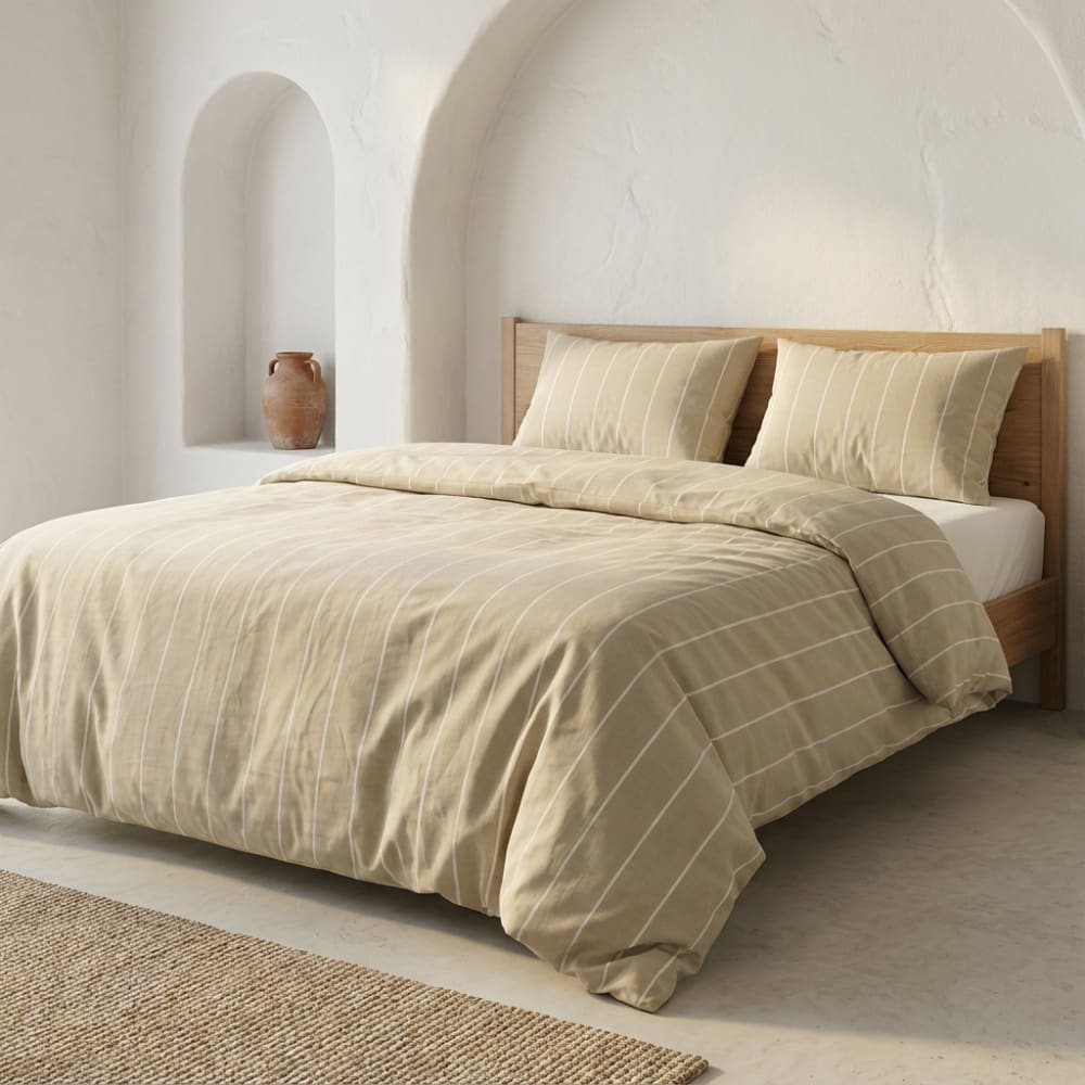 Housse de couette 100% coton pierre 150x220 cm + 45x110 cm