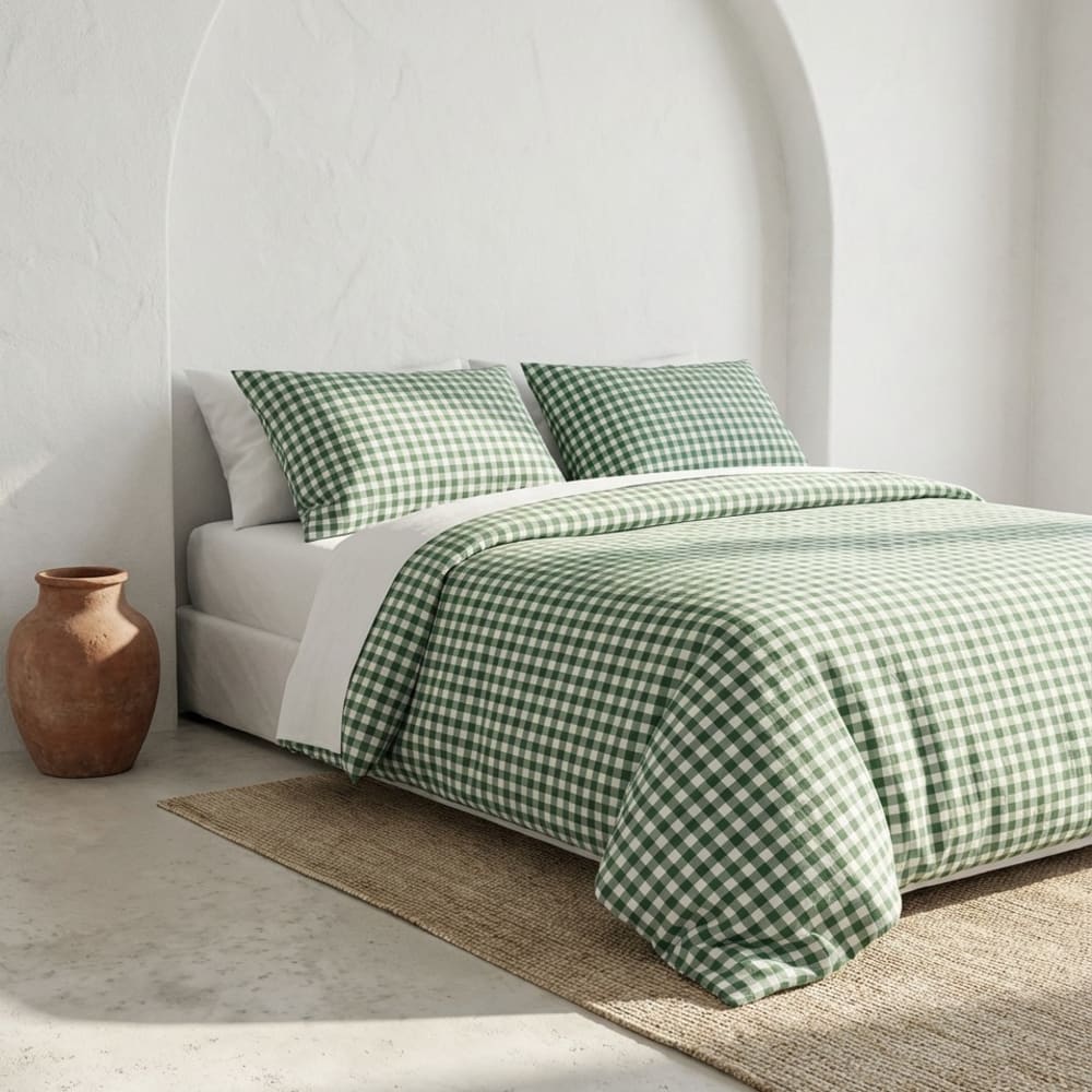Housse de couette 100% coton vert 240x220 cm + 2(50x85) cm