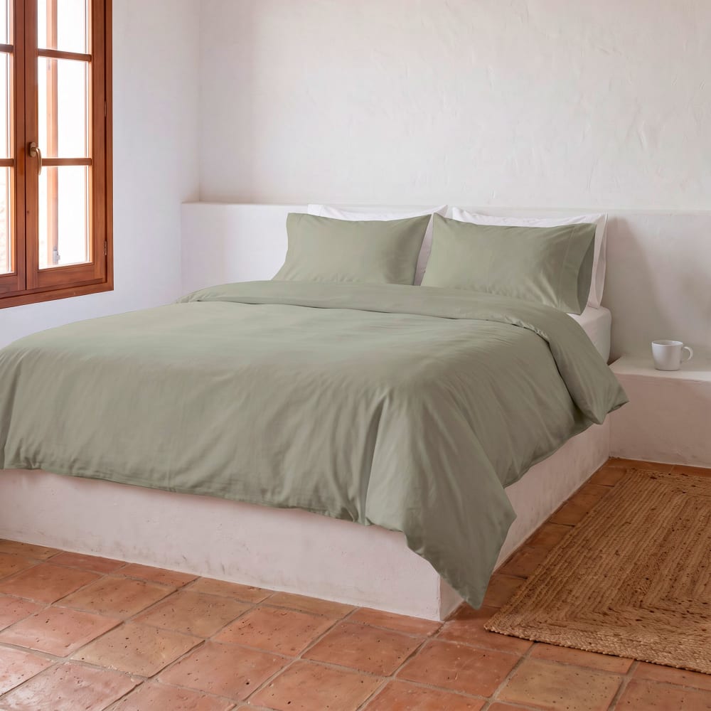 Gamusi Bettbezug-Set aus 100% Baumwolle, 2-Teilig 180x220cm Grün style modern Grün Baumwolle