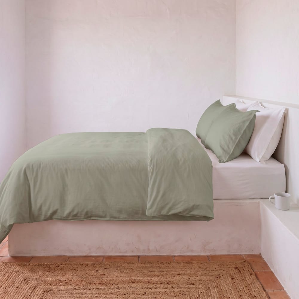 Bettbezug-Set aus 100% Baumwolle, 2-Teilig 180x220cm Grün -