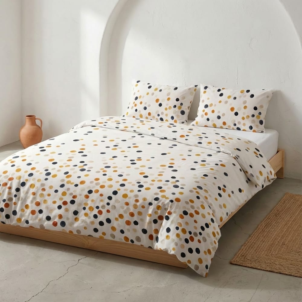 Gamusi Bettbezug-Set aus 100% Baumwolle, Terrakotta 240x220 cm + 2(50x85) cm style landhaus orange Öko-Tex Zertifikat Baumwolle