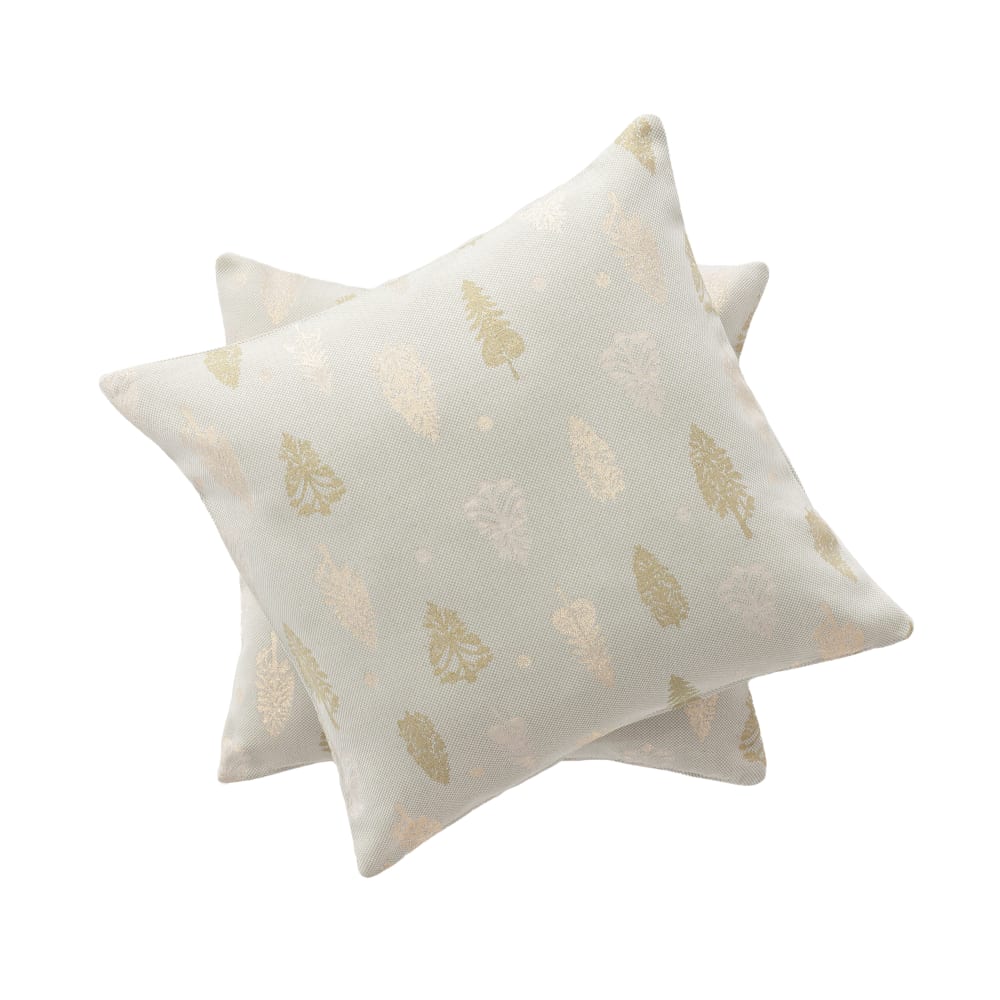 Lot de 2 housses de coussin de Noël en coton vert clair et or 45x45 cm