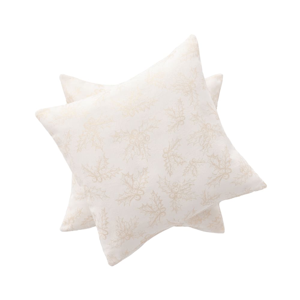 Lot de 2 housses de coussin de Noël en coton écru 45x45 cm