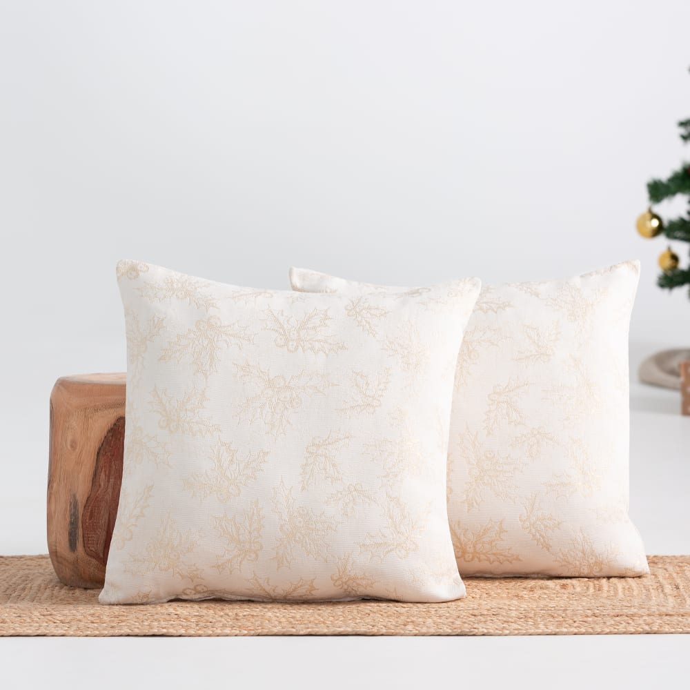 Lot de 2 housses de coussin de Noël en coton écru 45x45 cm — vue 3