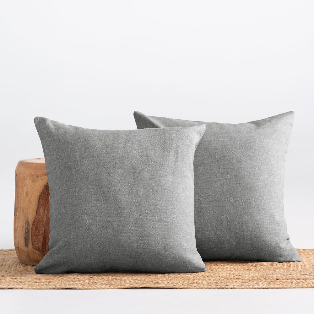 Lot 2 housse de coussin uni en coton doux gris foncé 45x45 cm — vue 3