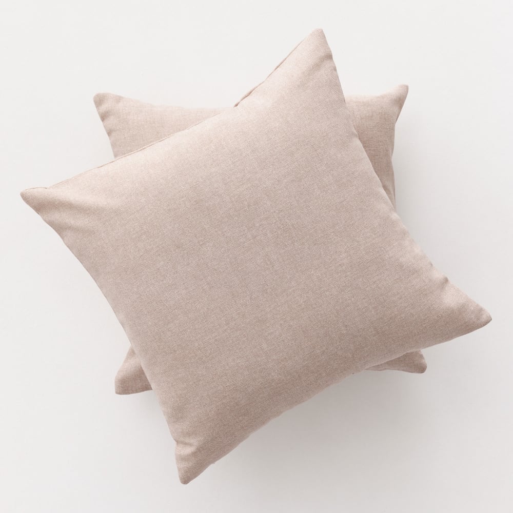 Lot 2 housse de coussin uni en coton doux beige 45x45 cm
