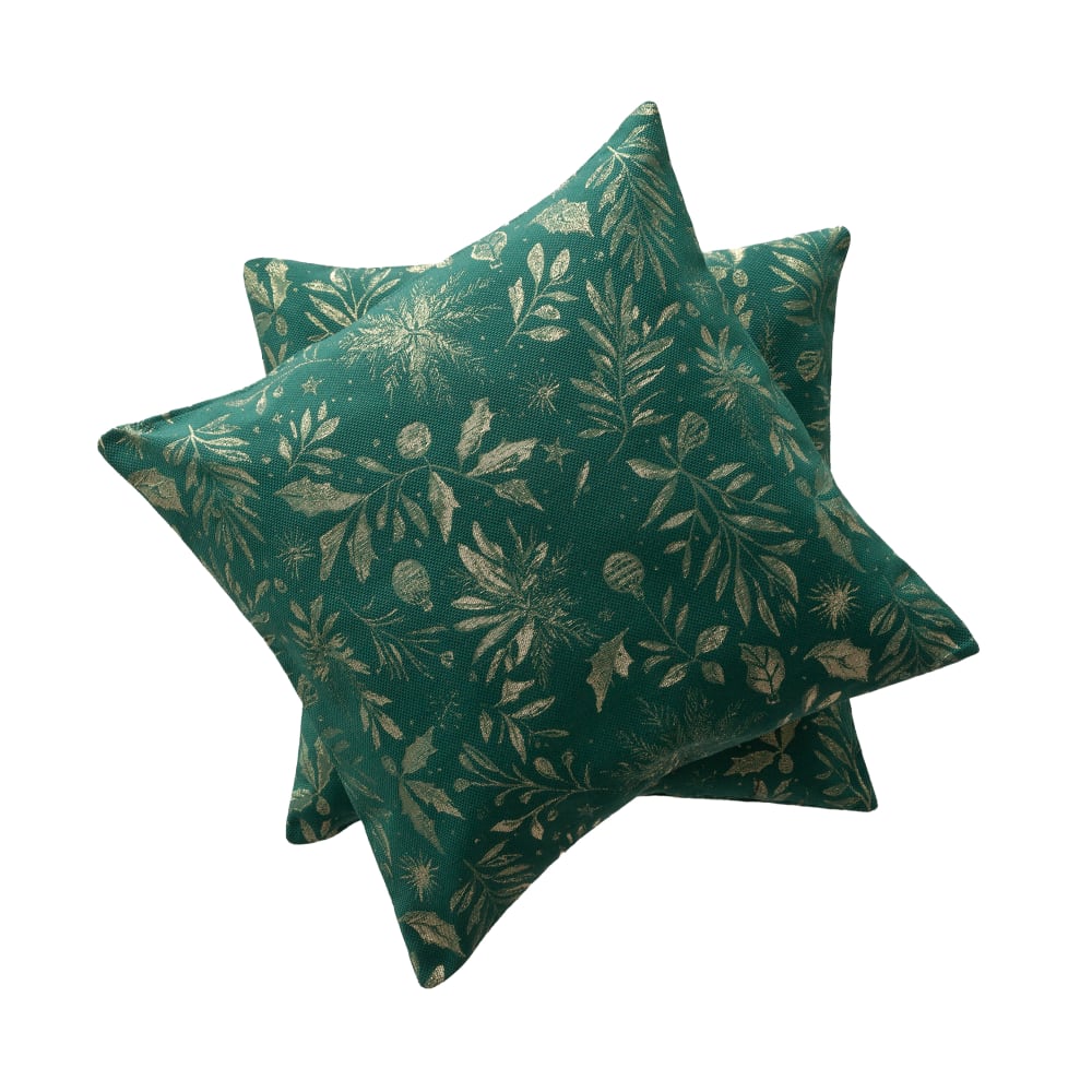 Lot de 2 housses de coussin de Noël en coton vert 45x45 cm