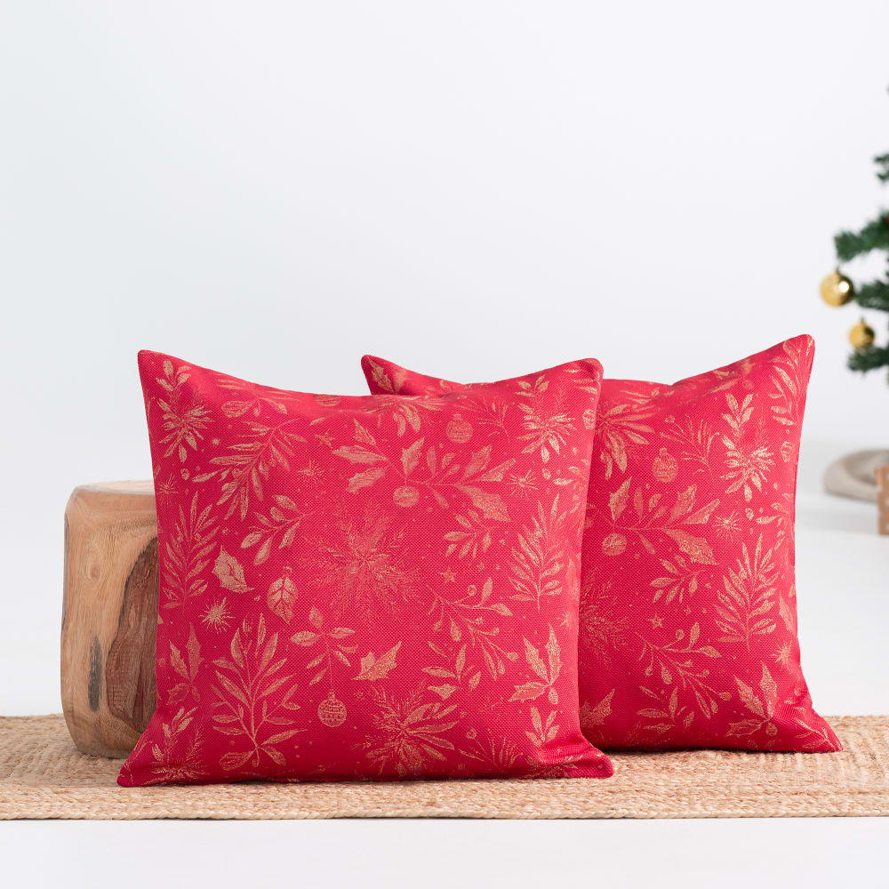 Lot de 2 housses de coussin de Noël en coton rouge 45x45 cm - Maisons du Monde