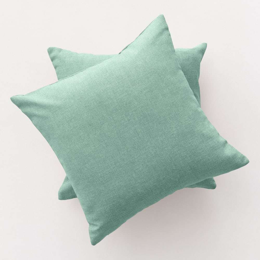 Lot 2 housse de coussin uni en coton doux vert d'eau 45x45 cm