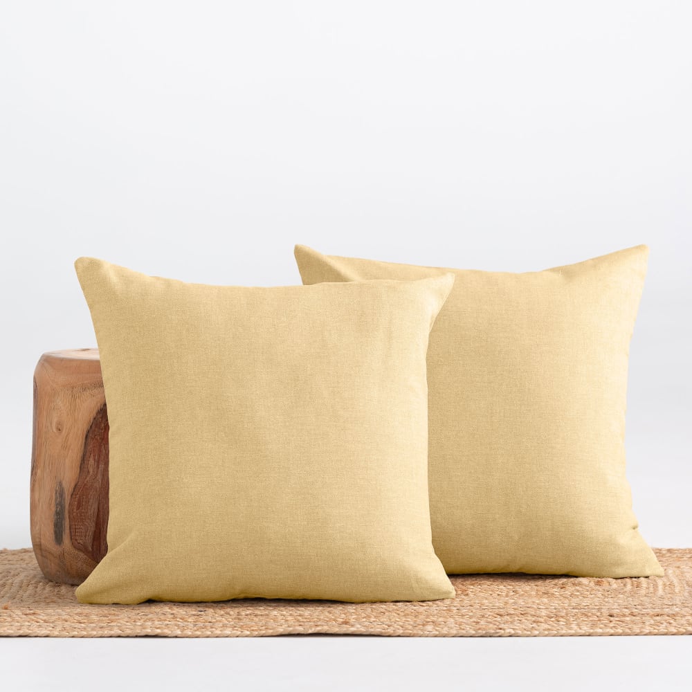 Lot 2 housse de coussin uni en coton doux pierre 45x45 cm — vue 3