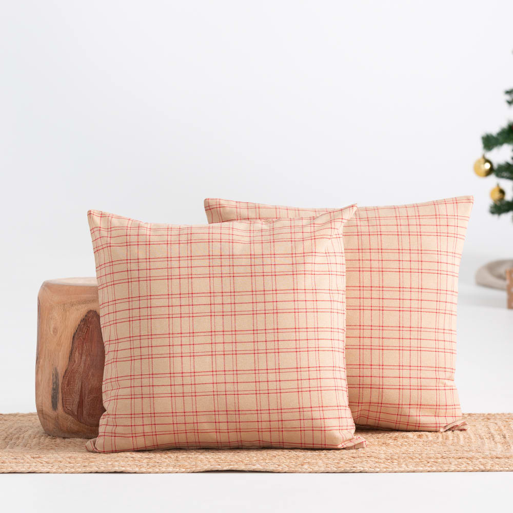 Lot de 2 housses de coussin de Noël en coton beige 45x45 cm — vue 3